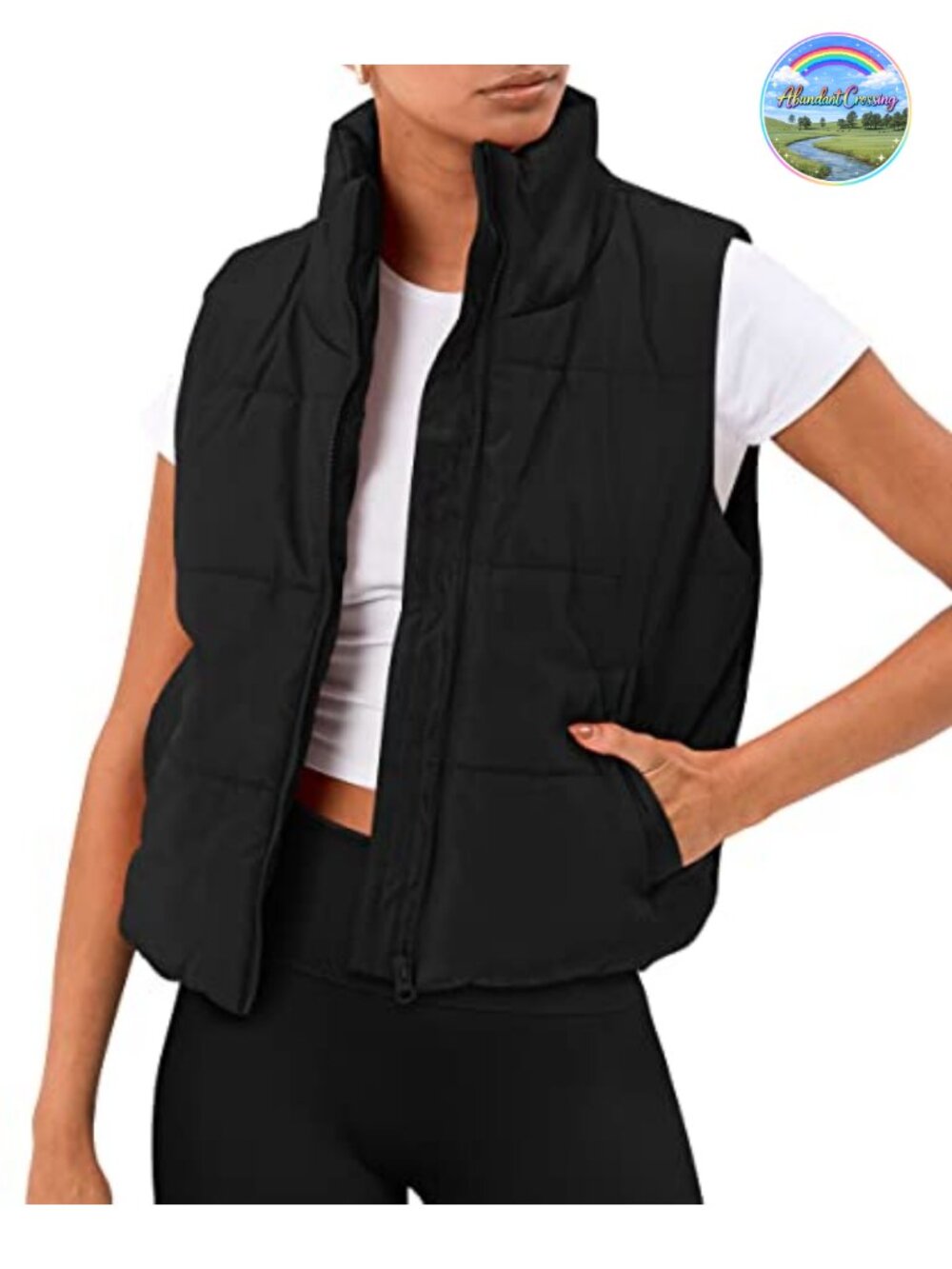 Women's Cropped Puffer Vest Lightweight Quilted Sleeveless Fall Winter